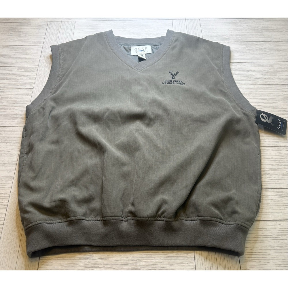 Gear For Sports NWT Golf V Neck VEST Pullover Mens XL Greige W/ Pockets. Lined.